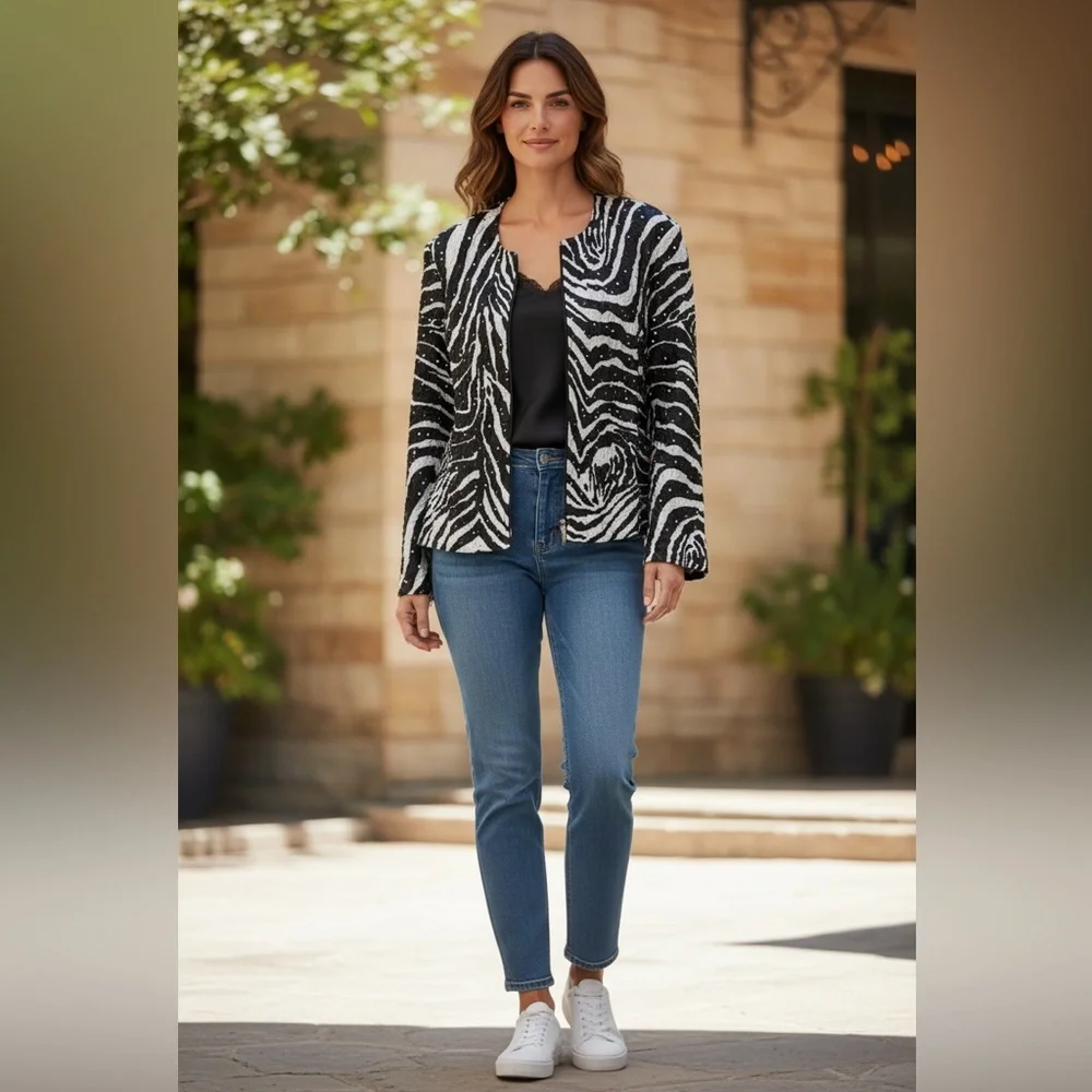 Elegant Zebra Pattern Women's Blazer